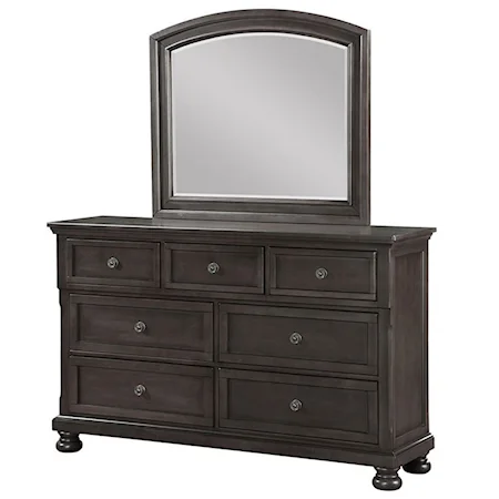 Transitional Dresser and Mirror Set with Felt and Cedar-Lined Drawers